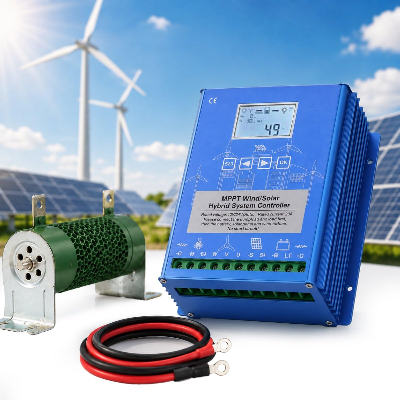 15000W Regolatore di Carica Ibrido Solare Eolico MPPT 12V/24V/48V 48V/15000W | Corpo in Lega di Alluminio, Ampio LCD, Carico di Scarico Esterno per Casa, Barca, Illuminazione Stradale