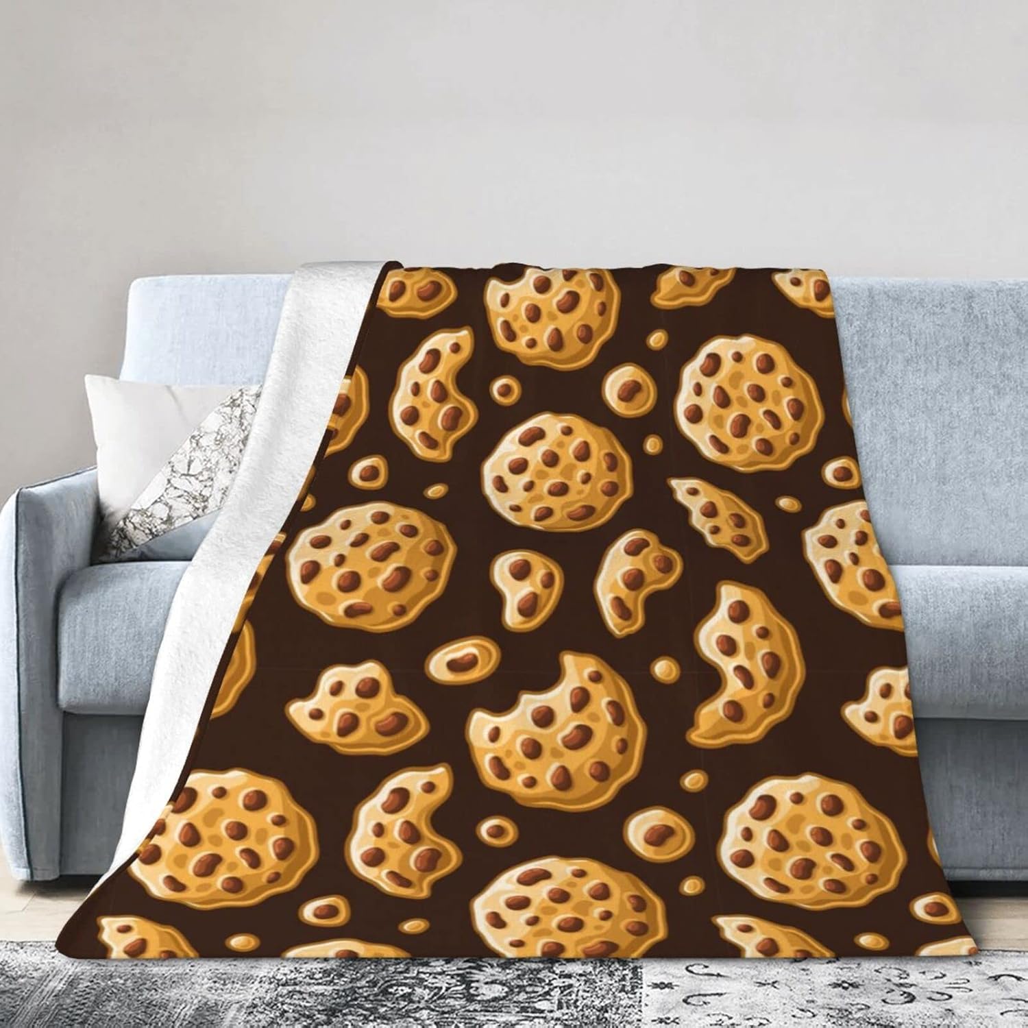ブランケット フードオブクッキーパターン フランネルブランケット ソフト ふわふわ 暖かい 帯電防止 洗える ベッドソファに適してい