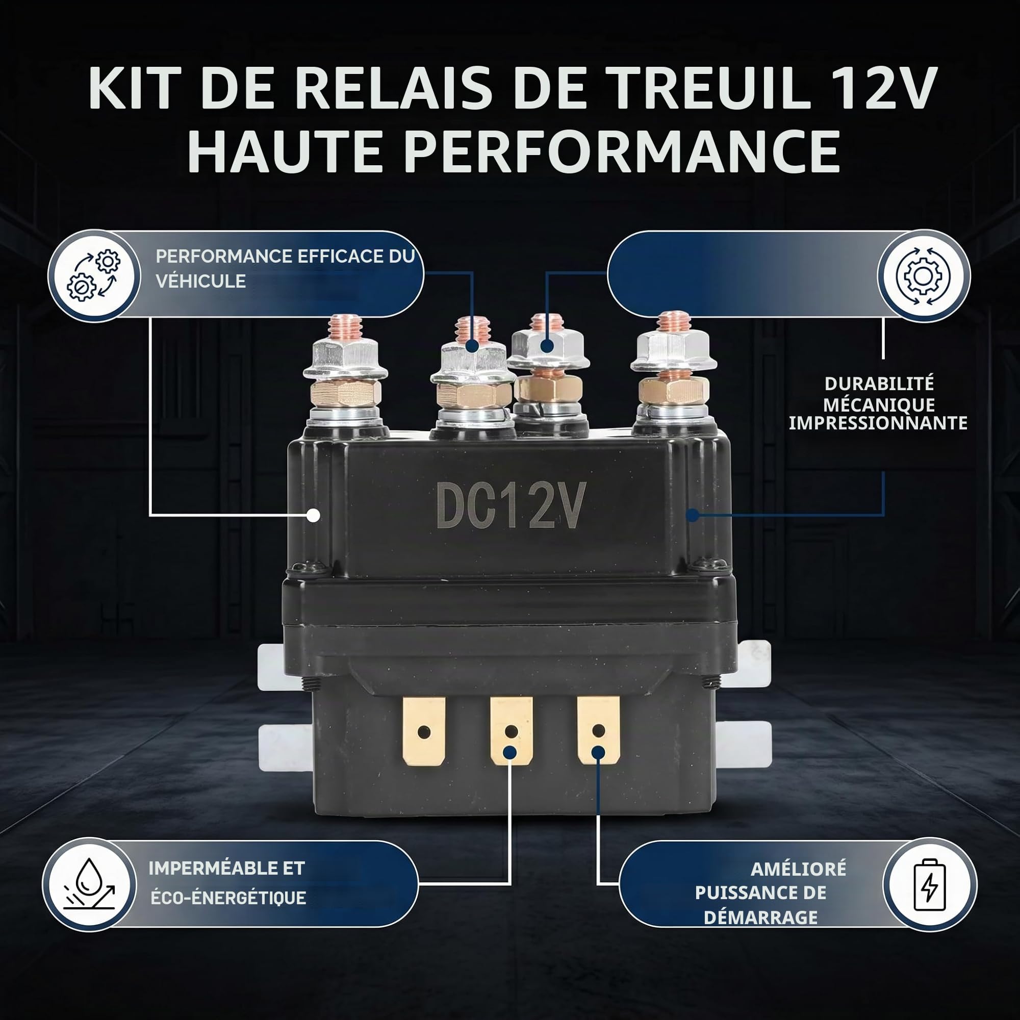 Cocoarm Kit Relais Treuil avec Télécommande, 250A 12V, Manuel, Normalement Ouvert, Cuivre, Utilisé dans VTT et Plus