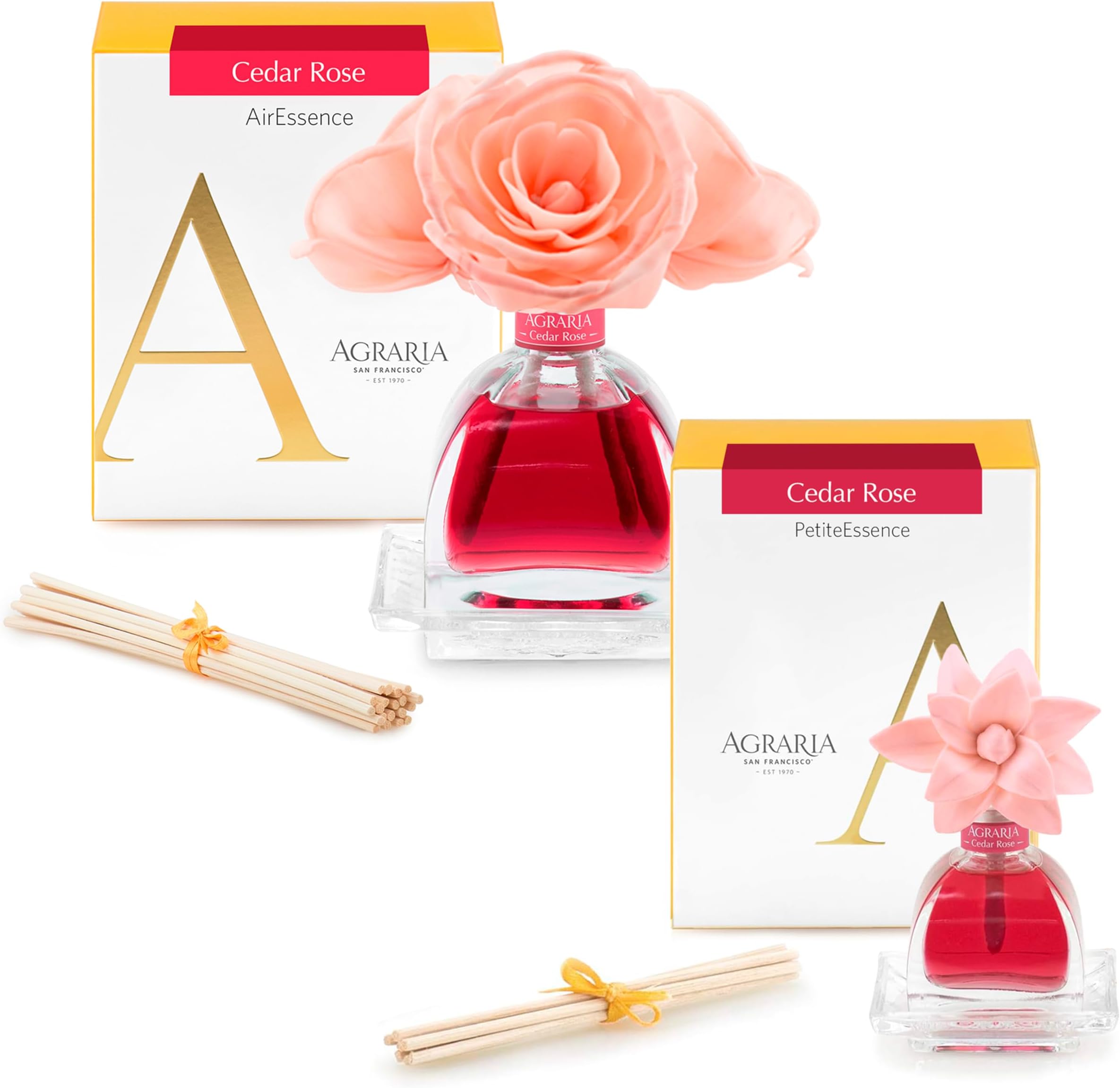 AirEssence & PetiteEssence Flower and Reed Diffuser Set, Luxury Home Fragrance Set, Scented Oil Reed Diffuser Gift for All Occasions