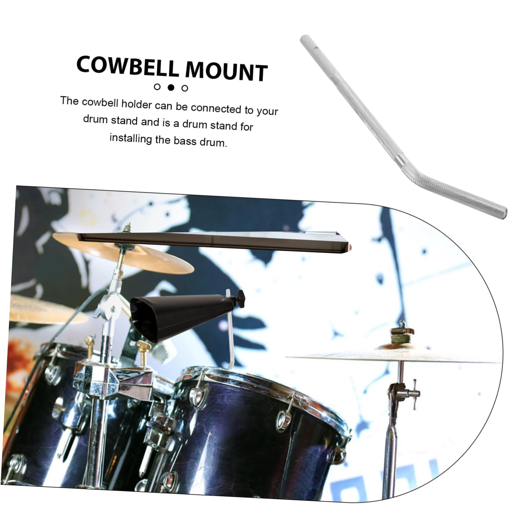 Toddmomy Metal Drum Cowbell Holder Replacement Mounting Rod Extension Bracket for Musical Instruments