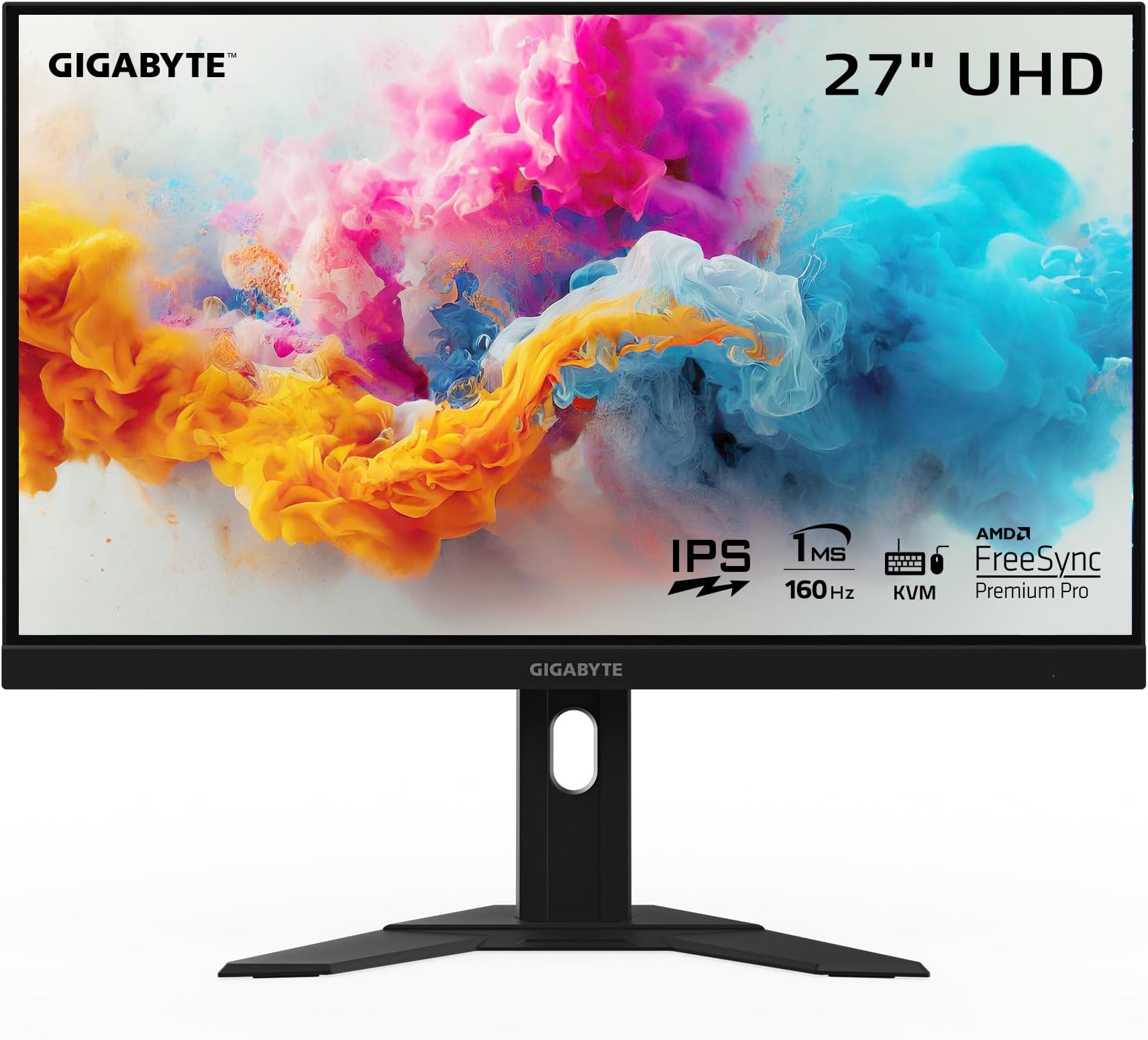 Gigabyte M27U 27" 160Hz 2160P UHD-KVM Gaming Monitor, 3840 x 2160 4k SS IPS Display, 1ms (MPRT) Response Time, 95% DCI-P3, HDR, FreeSync Premium Pro, 1x DP 1.4, 2X HDMI 2.1, 3X USB 3.2, 1x USB Type-C