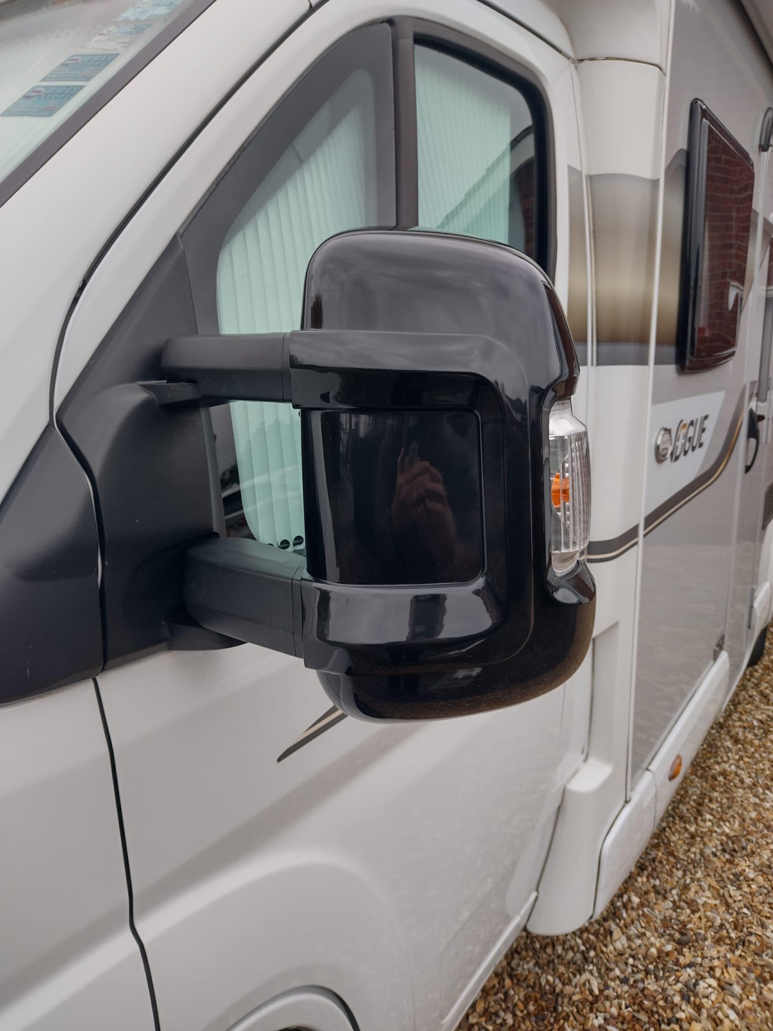 Protections pour rétroviseurs de camping-car 2007-2024 Ducato Boxer Relay à bras long - Paire noire