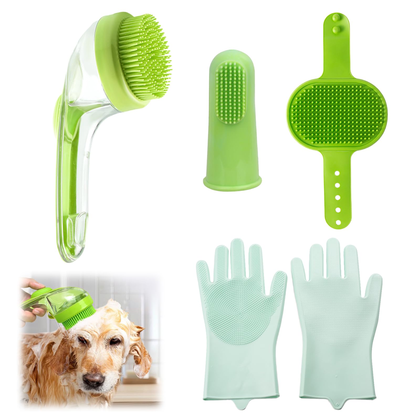 4Pcs Dog Bath Brush Set