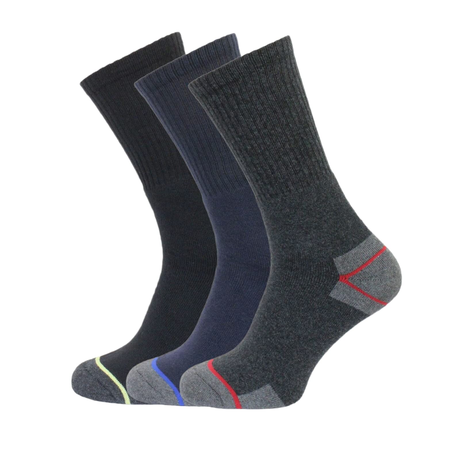 Shopmcr Men's Assorted 3 Pairs ’S Ultimate Work Socks Comfort Thick Heavy Duty Heel And Toe Protection Work Wear Steel Toe Boot Big Foot Socks (11-14) Size 11-14