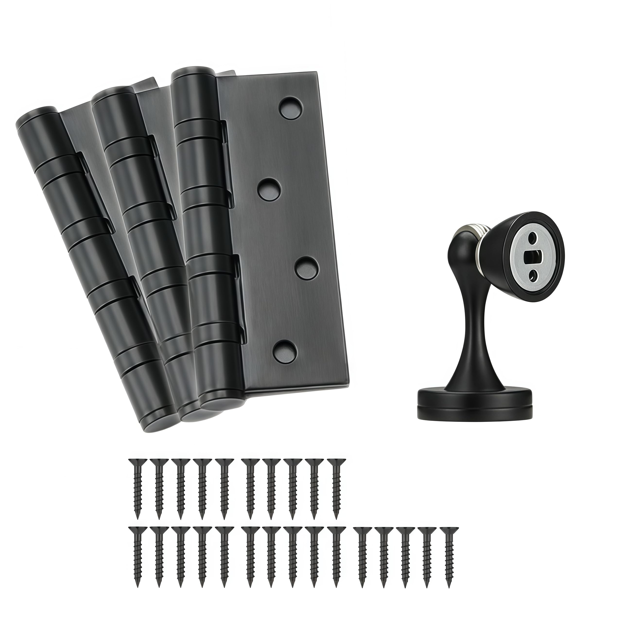 Hinges 3 Pack of 5 Inch Stainless with Door Catch Black Casement Hinges