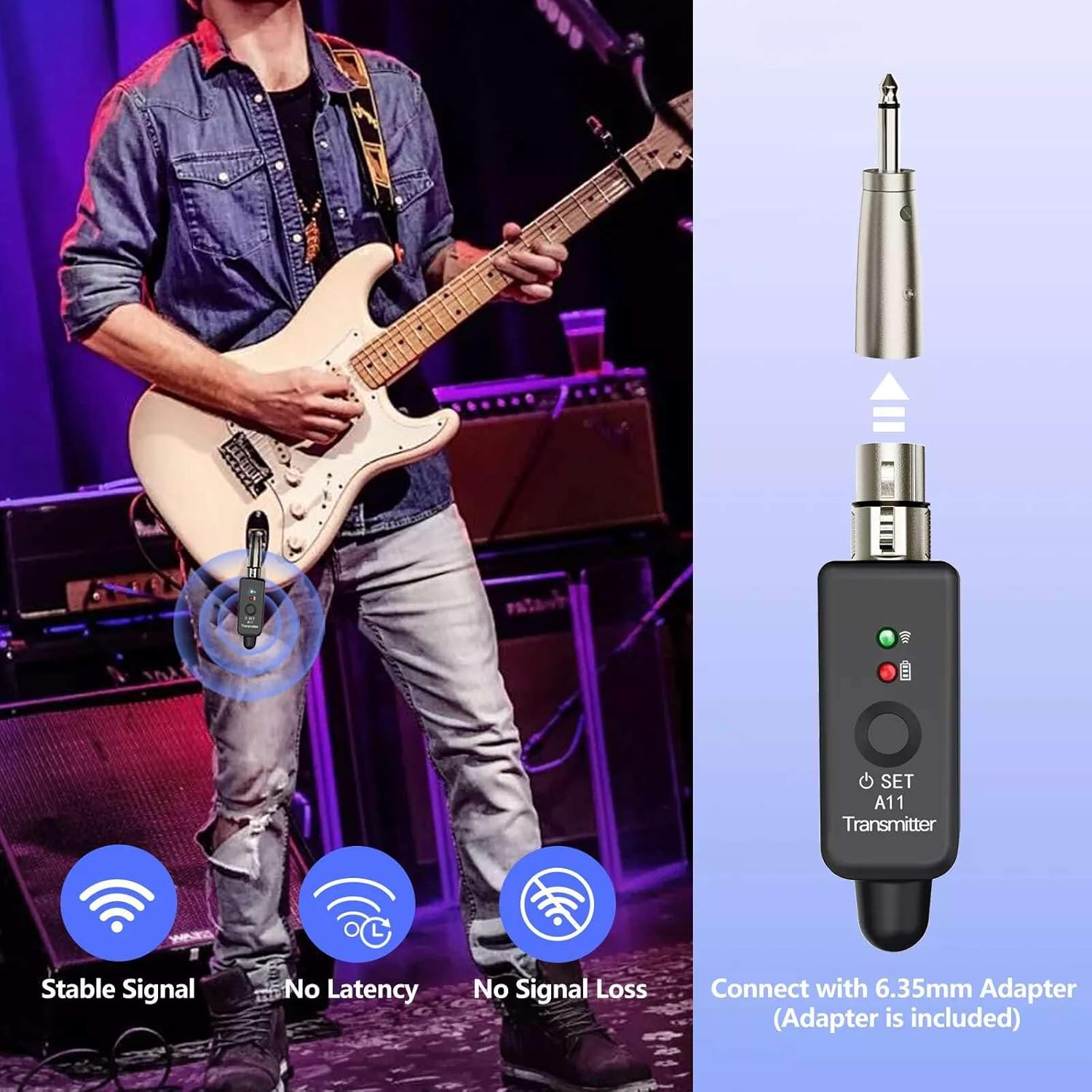 Wireless Microphone XLR Transmitter Receiver, Audio Wireless Transmitter Receiver for Microphone Instruments