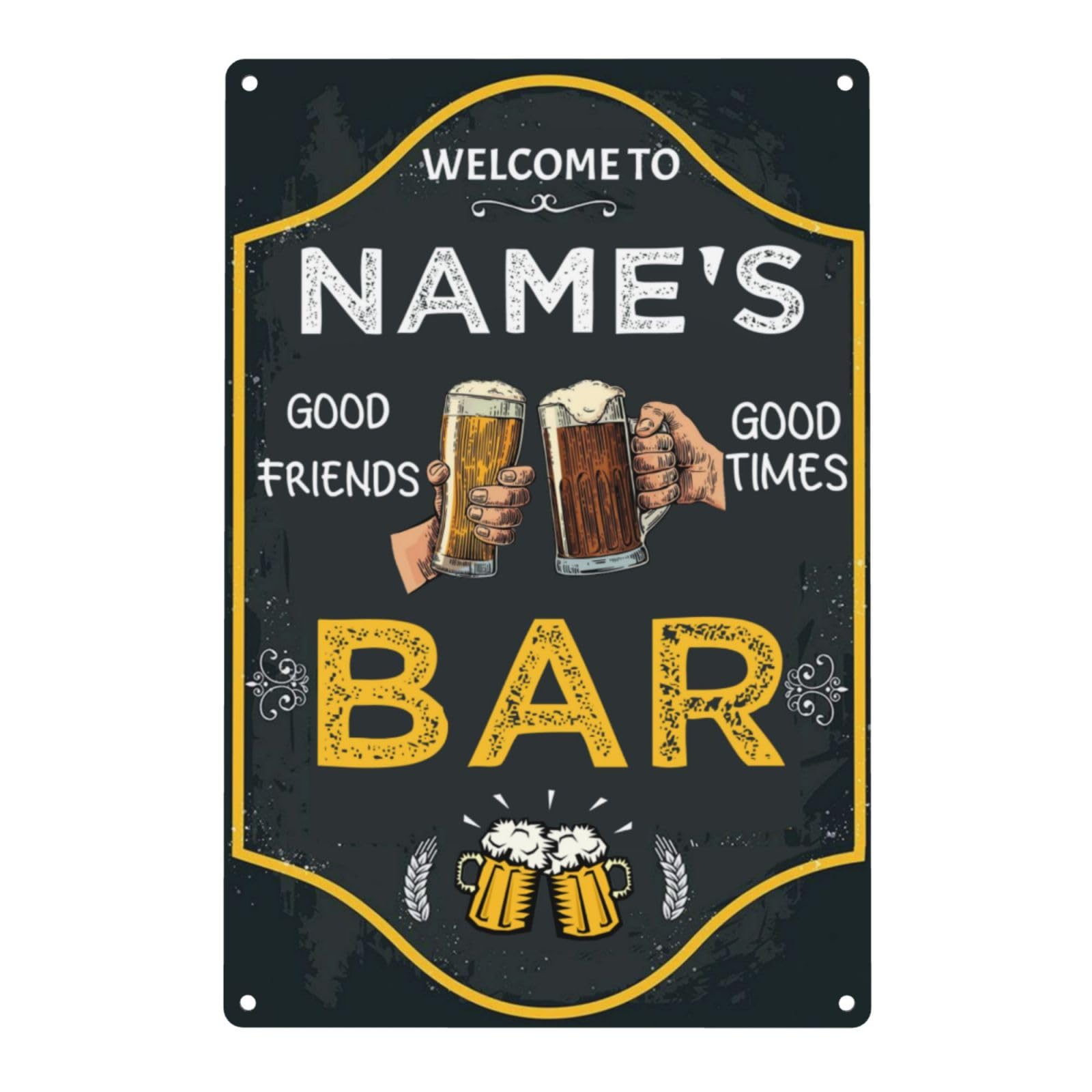 FUMUNA Personalized Custom Bar & Grill Sign Backyard Bar Decor For Home Man Cave, Kitchen, Pub & Diner Wall Art