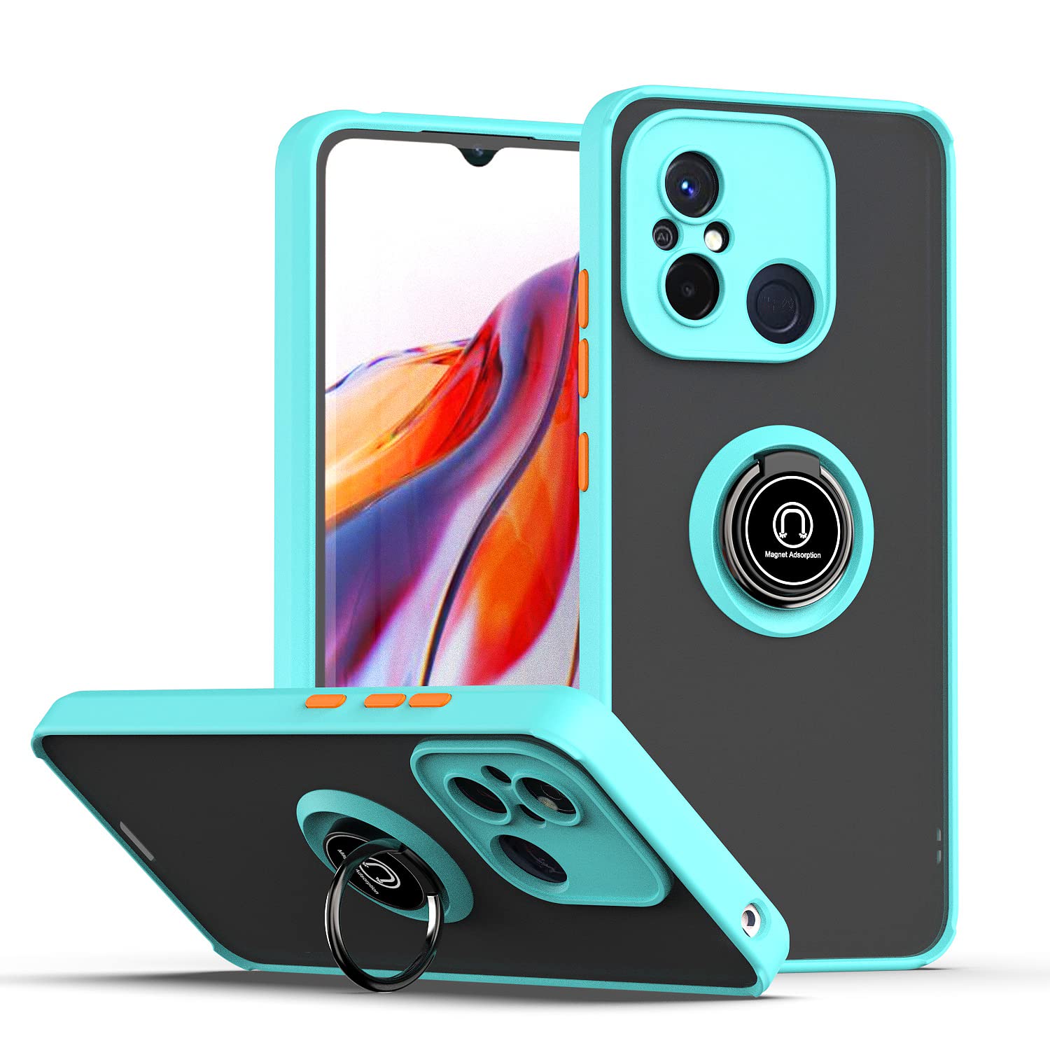 BORYA Cover per Xiaomi Redmi 12C / Xiaomi Redmi 11A, Silicone Antiurto Ultra Sottile PC+TPU Custodia, Militare Antigraffio Case con Magnetico Metallo Supporto e Protezione Fotocamera. Viola Scuro