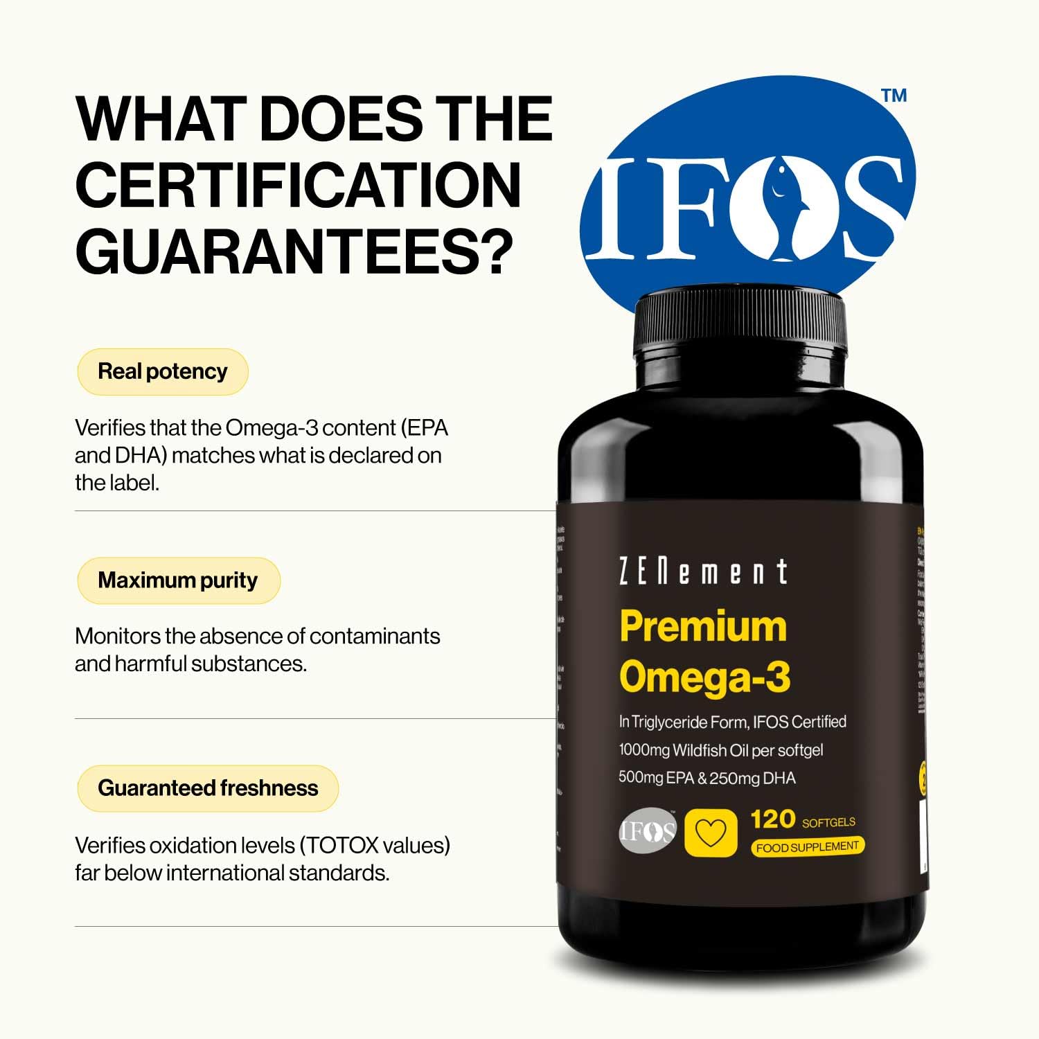 Omega 3 Premium IFOS Triglicéridos - 1000mg EPA y 500mg DHA - 120 Cápsulas (Paquete de 2)
