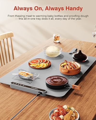 Miniatura 6 de Tapete de calentamiento eléctrico para alimentos, con temporizador de 1 a 99 horas, 7 ajustes de temperatura, calefacción patentada de superficie
