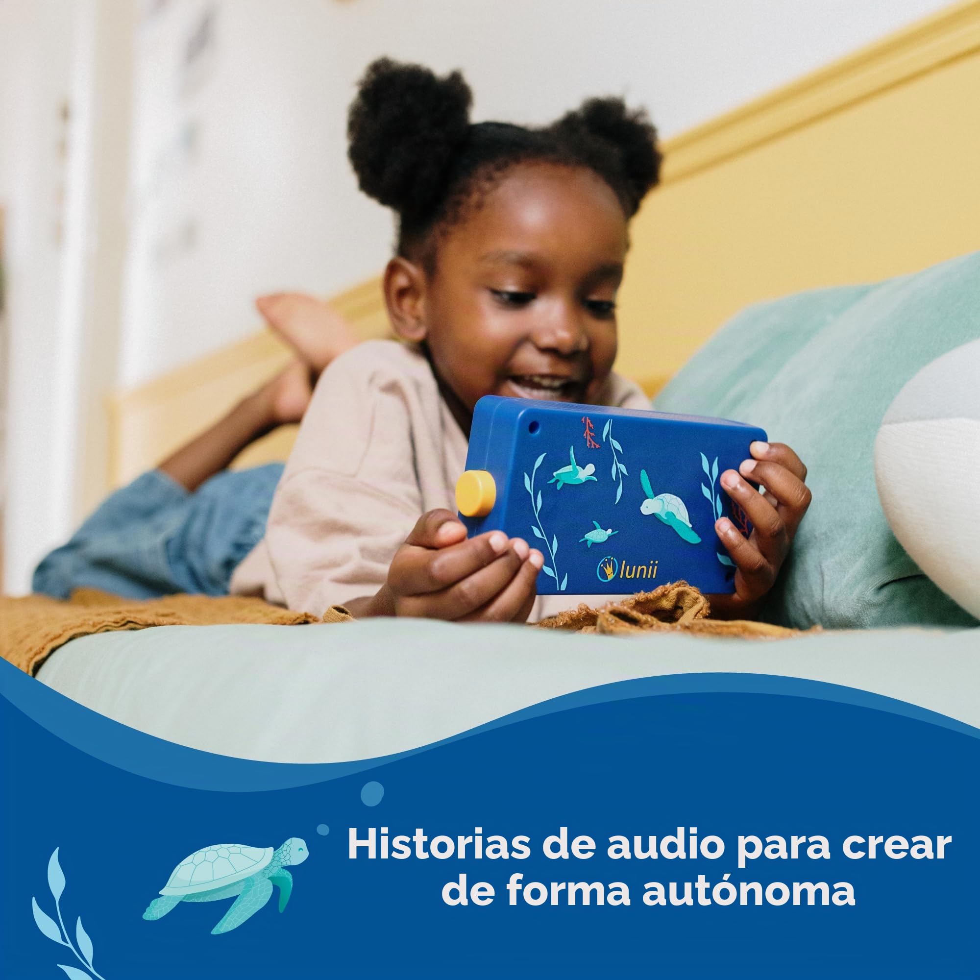 Lunii – Ma Fábrique à Historias Edición Limitada Ocean + 1:41 de Historias para Composer Incluidas para descargar, Caja de Historias interactiva para niños de 3 a 8 años – Cuentadora Fabricada en