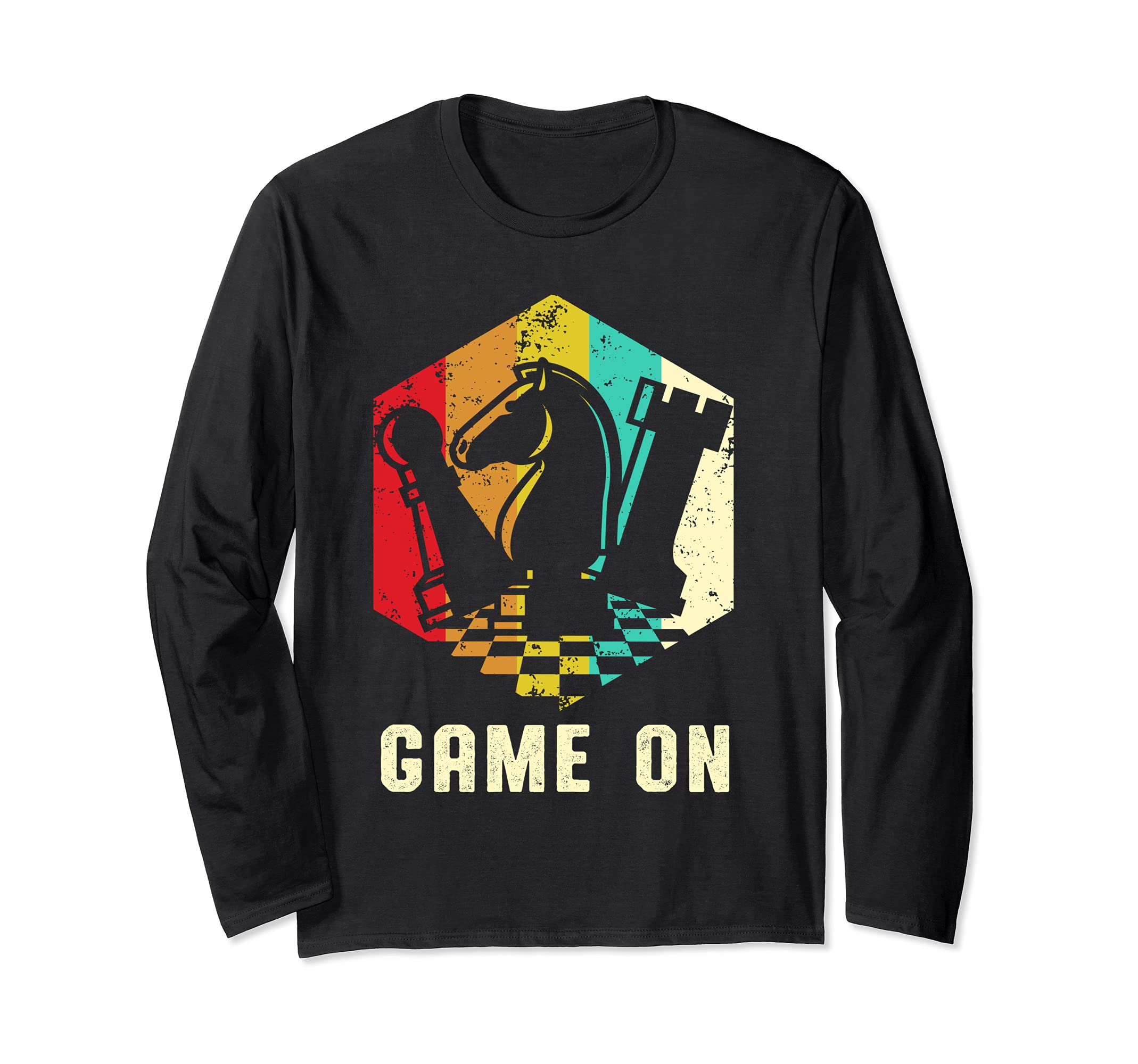 Vintage Chess Game Pieces Pawn Retro Checkmate Grandmaster Long Sleeve T-Shirt
