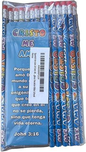 Miniatura 2 de Versión en español – 24 juegos (48 piezas) de marcadores Cristo Me AMA y lápices de madera – Christian VBS, escuela dominical, folletos del