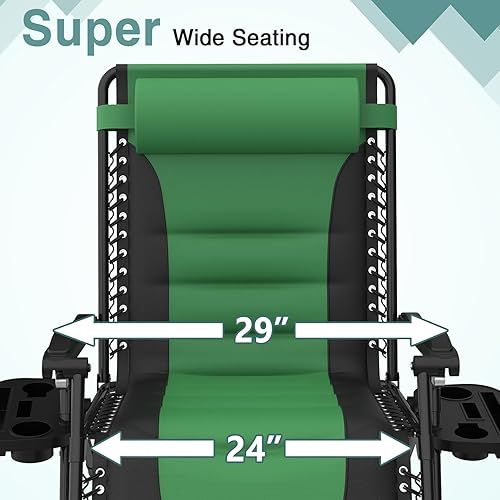 Miniatura 9 de Slendor Zero Gravity - Silla reclinable con bloqueo mejorado y cojín extraíble, silla de campamento reclinable con bandeja portavasos, reposacabezas