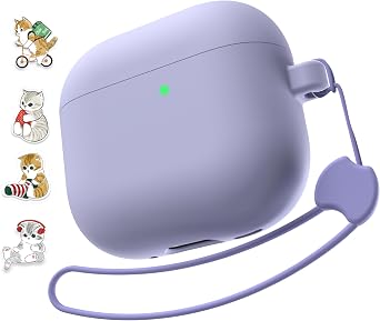 Case for AirPods 4 Case Triple Layers Hard Cover Shockproof Protective Silicone Case with Lanyard and Keychain for Apple Airpods 4th Generation 2024 Released Purple