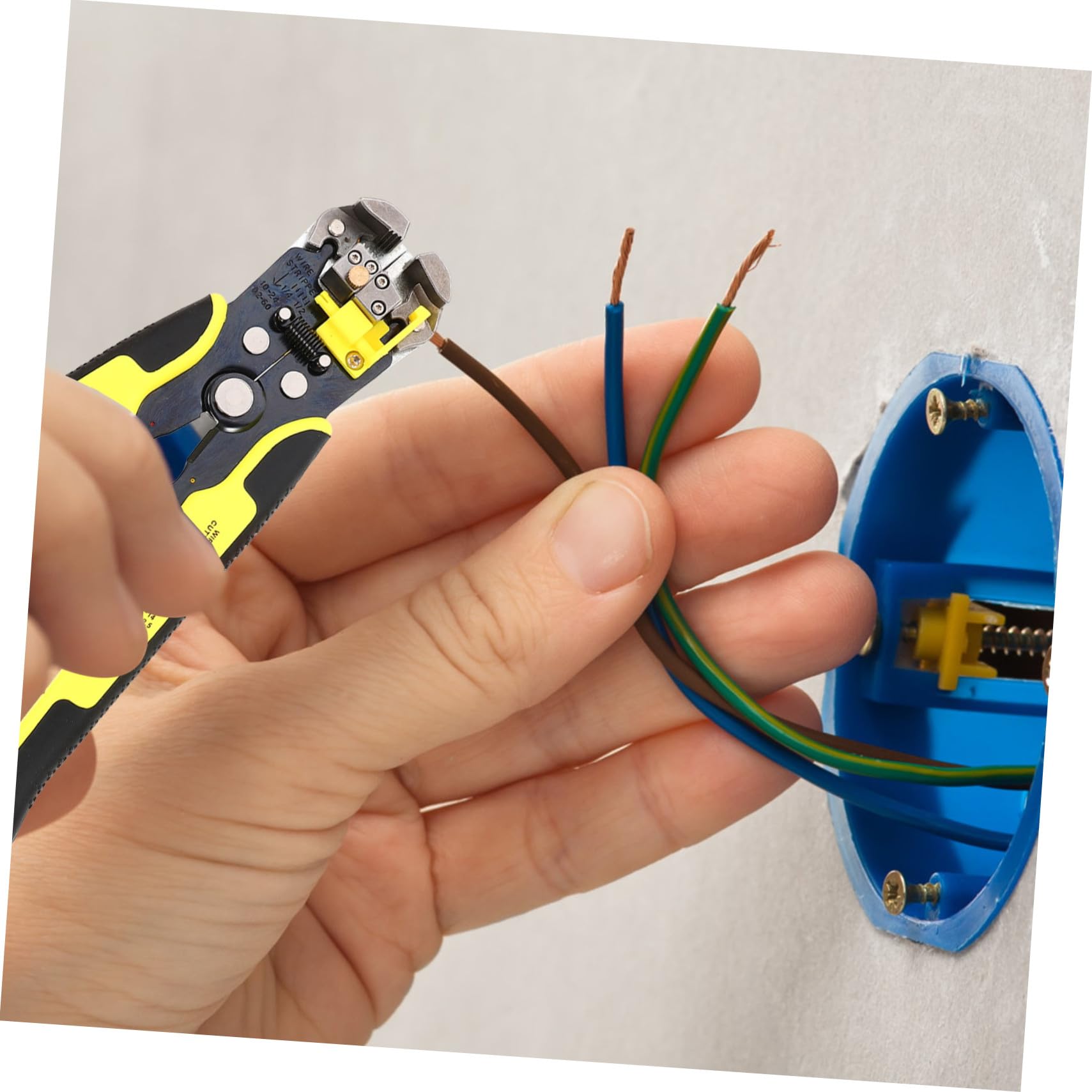 Pinza Crimpatrice Professionale a Cricchetto, Set 1 Pezzo | Terminali Filo, Giallo, Nylon Rame Acciaio, Riparazioni Elettriche Domestiche e Auto