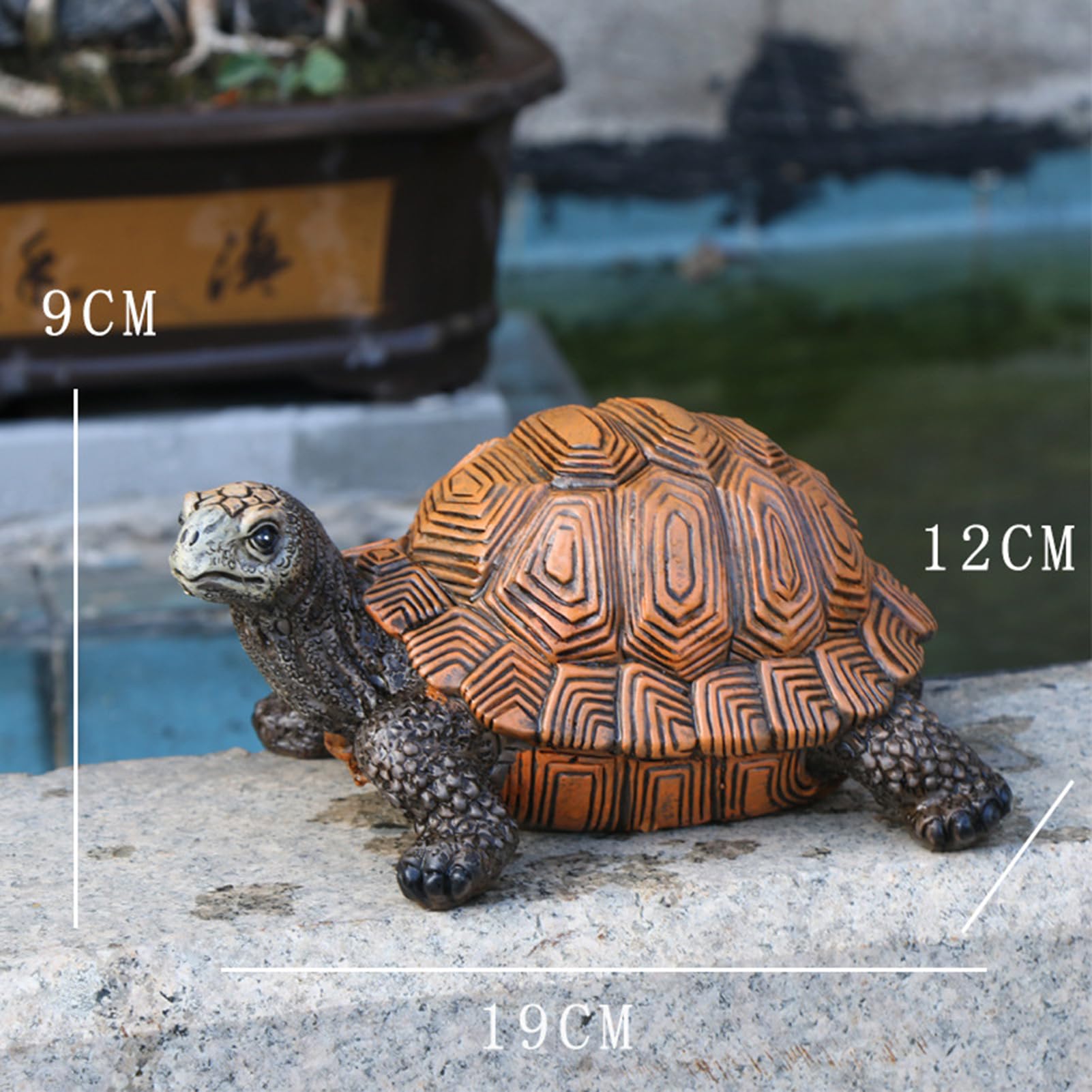 Statua di Tartaruga Decorazione da Giardino per Recinzione, Patio, Balcone, Cortile, Ornamento in Resina per Casa Nuova Piccola Statuetta di Animale,Marrone,19 * 12 * 9cm