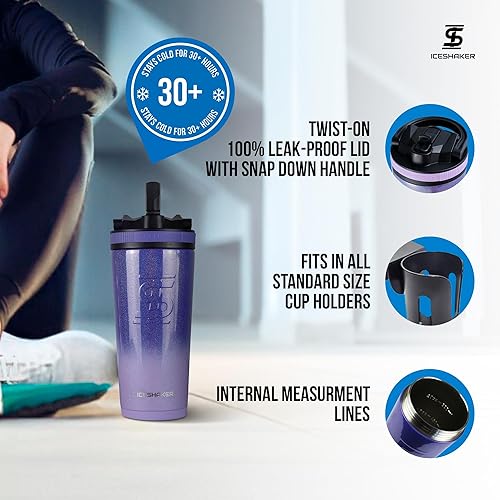 Miniatura 3 de Ice Shaker Botella deportiva aislada de acero inoxidable  26 onzas, Dreaming, se mantiene fría durante más de 30 horas, popote deportivo abatible,