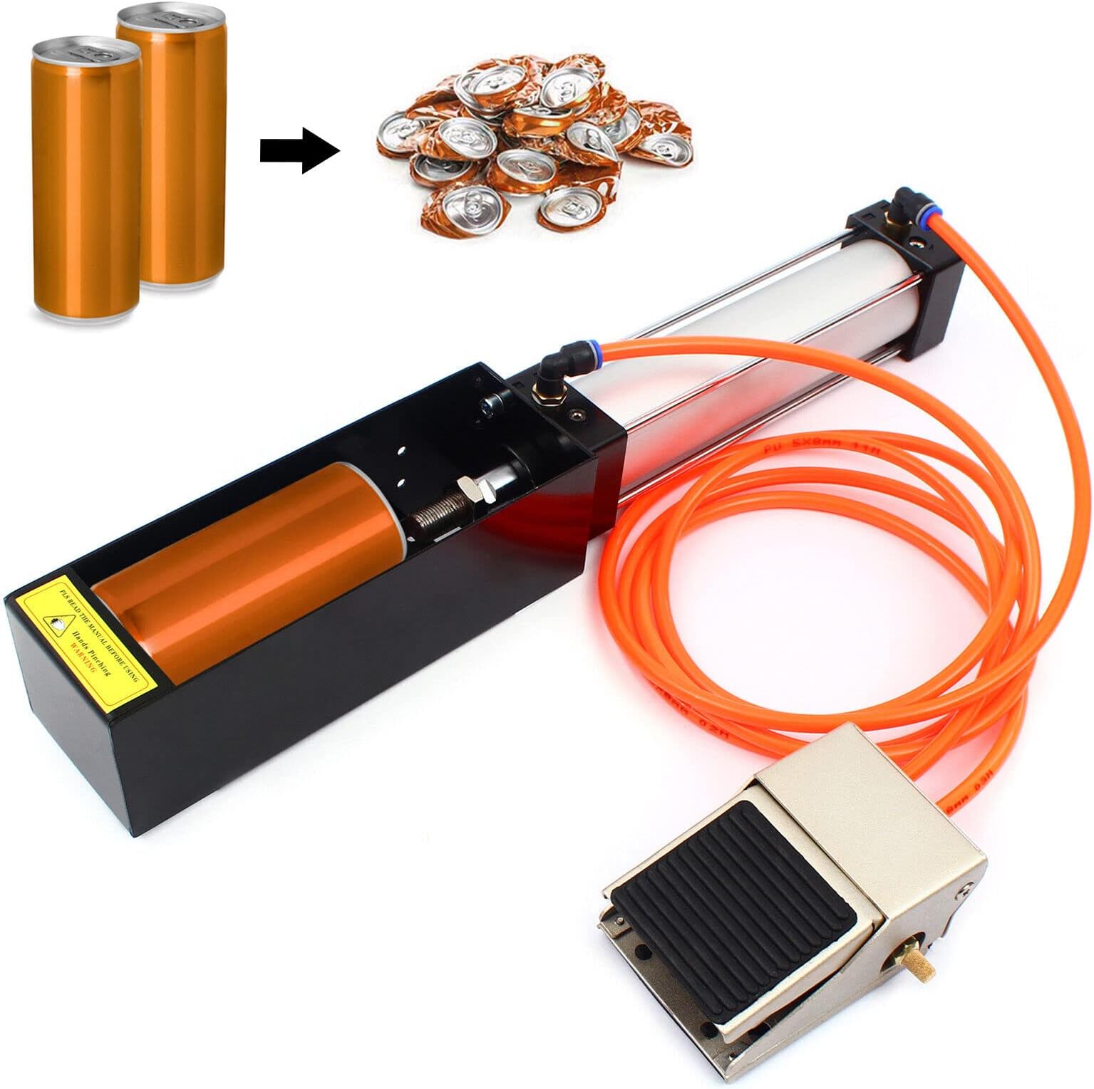 Aluminum Can Crusher, Heavy Duty Aluminum Can Crusher Pneumatic Air Cylinder Soda Beer Recycling Tool, Eco-Friendly Recycling Tool Efficient Soda Beer Smasher -Pedal Valve