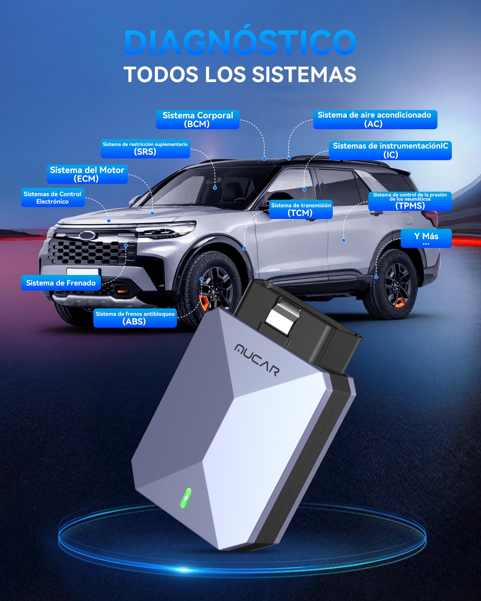 MUCAR BT200 MAX AI Accesibilidad Adaptador Bluetooth OBD2 | Diagnosis Coche Multimarca Todos Sistema+15 Funciones de Reinicio, OBD2 Diagnosis Active Test-Actualización Gratuita
