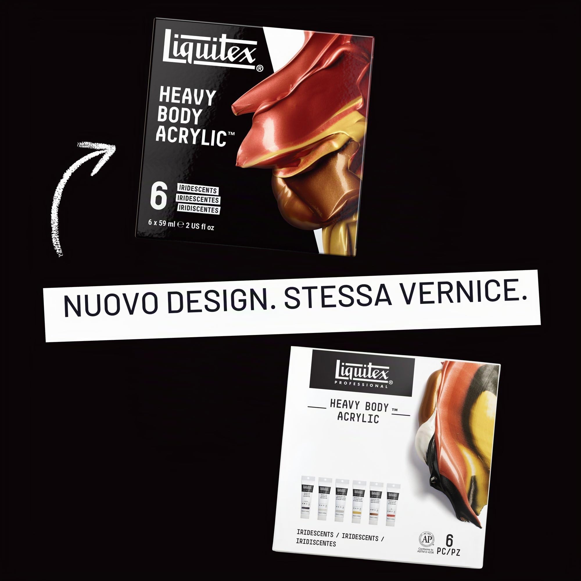 Lqx Heavy Body Acrylic Set Of 6X59Ml Tbe Iridescenti