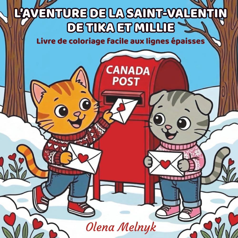 L’aventure de la Saint-Valentin de Tika et Millie: Livre de coloriage facile aux lignes épaisses pour adultes et enfants