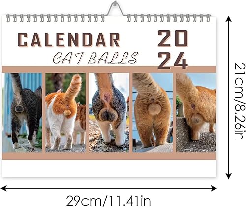 Miniatura 2 de Calendario de pared 2024  Calendario de culo de gato  Calendario de bolas de gato angable enero a diciembre 2024  Calendario mensual de pared 2024