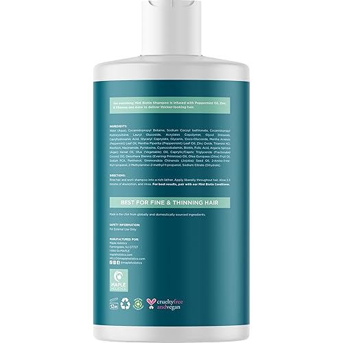 Vista 59 de Champú de romero y biotina para adelgazar el cabello, champú voluminizador vegano para cabello fino con vitaminas B, aceite de argán y aceite