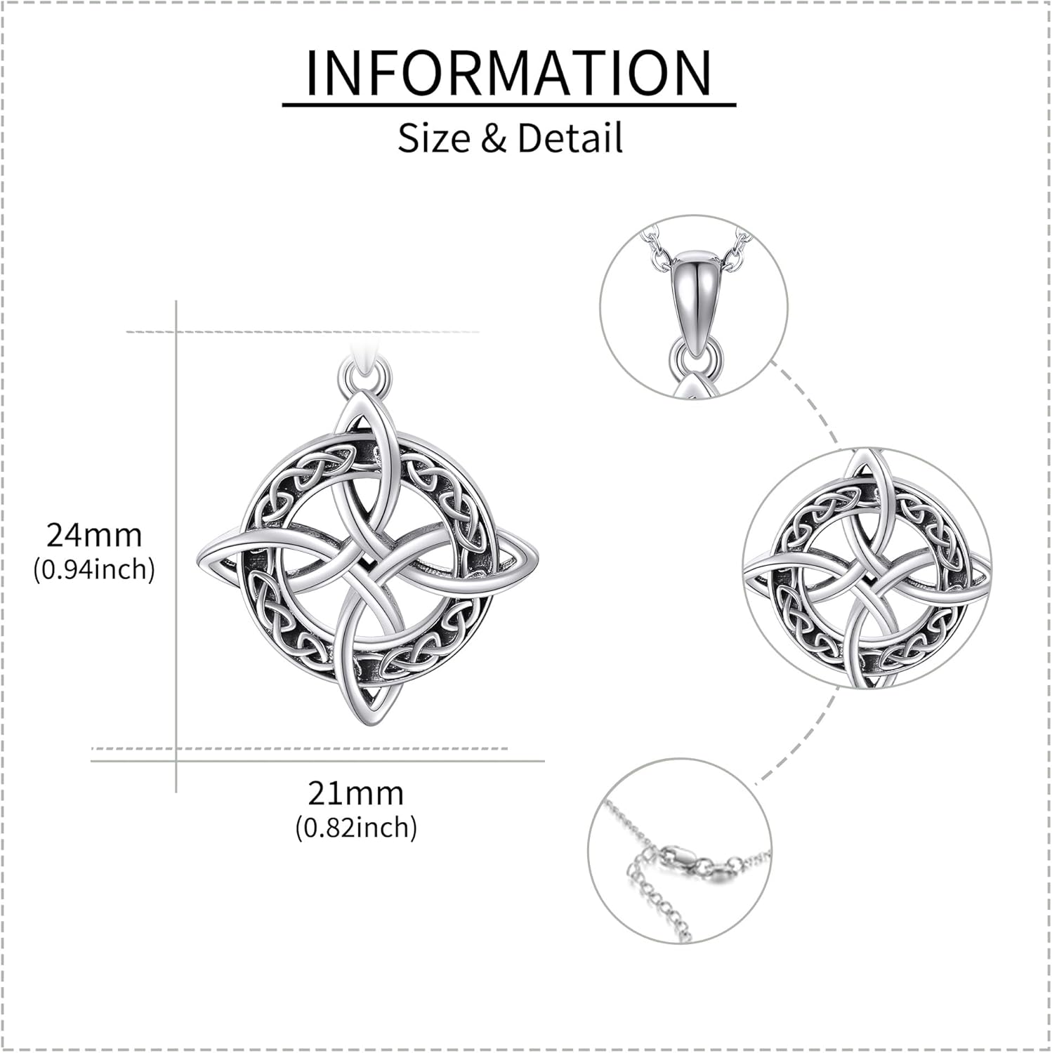 YAFEINI Witches Knot Necklace Sterling Silver Irish Celtic Witch Knot Pendant Necklace Jewelry Gift for Women Men - Image 4