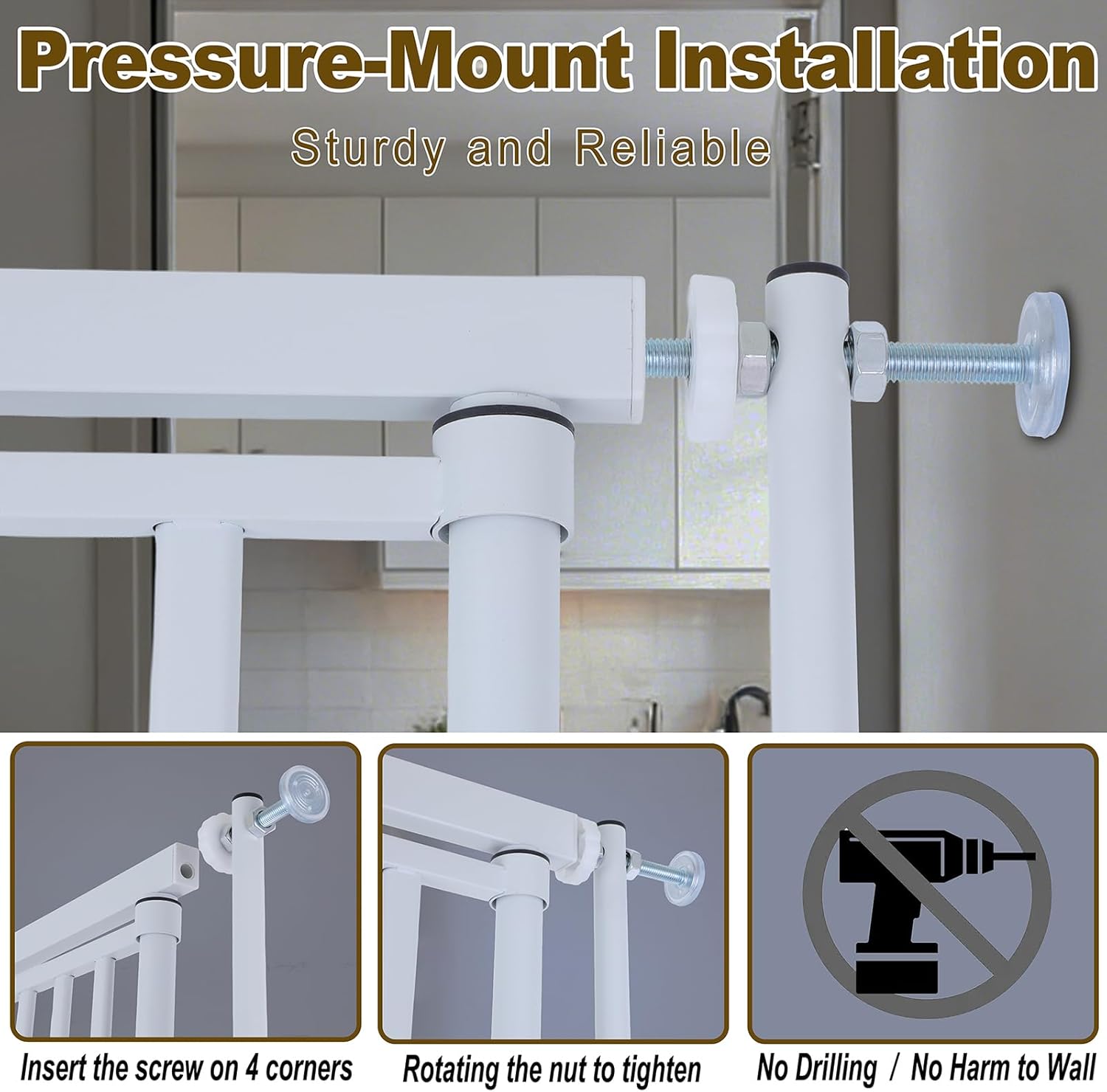 Extra Tall Cat Gate for Doorway – 75.2“ Pressure-Mounted Transparent Cat Gate for Pets, Fits 30”-36" Width, No Wall Drilling, Ideal for Stairs, Hallway, Indoor Safety Barrier