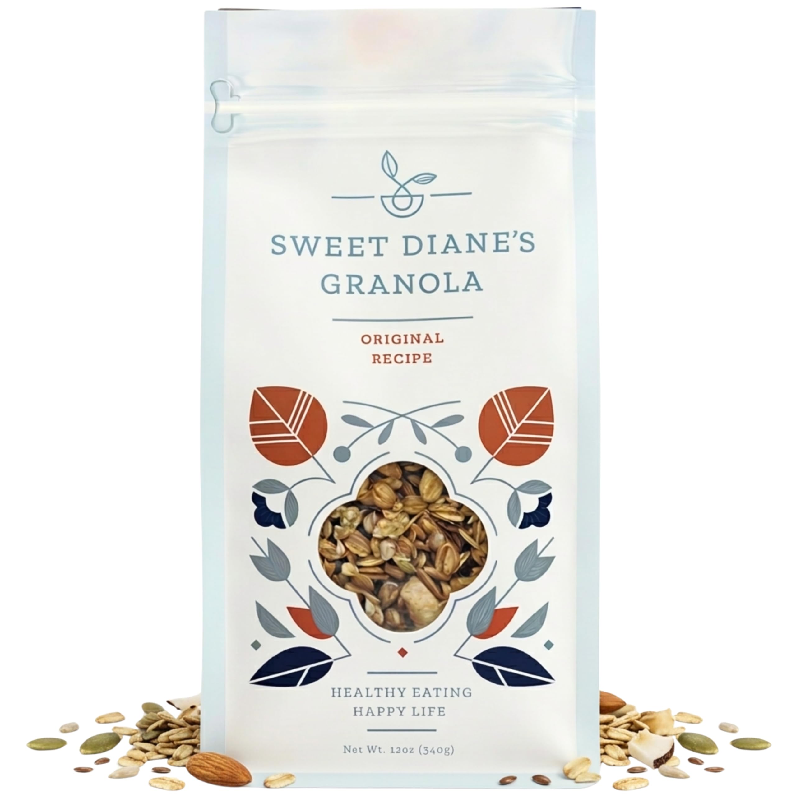 Sweet Diane’s Granola – Standard Size (12 oz): Organic, Low-Sugar, High-Fiber, Gluten-Free, Vegan, Delicious Breakfast and Snack Topper (Classic Size, Original Recipe)