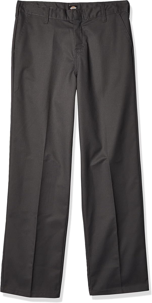 Dickies Flexwaist Pantalones de uniforme escolar con parte delantera plana y pierna recta, pantalones de uniforme ajustables para ropa escolar
