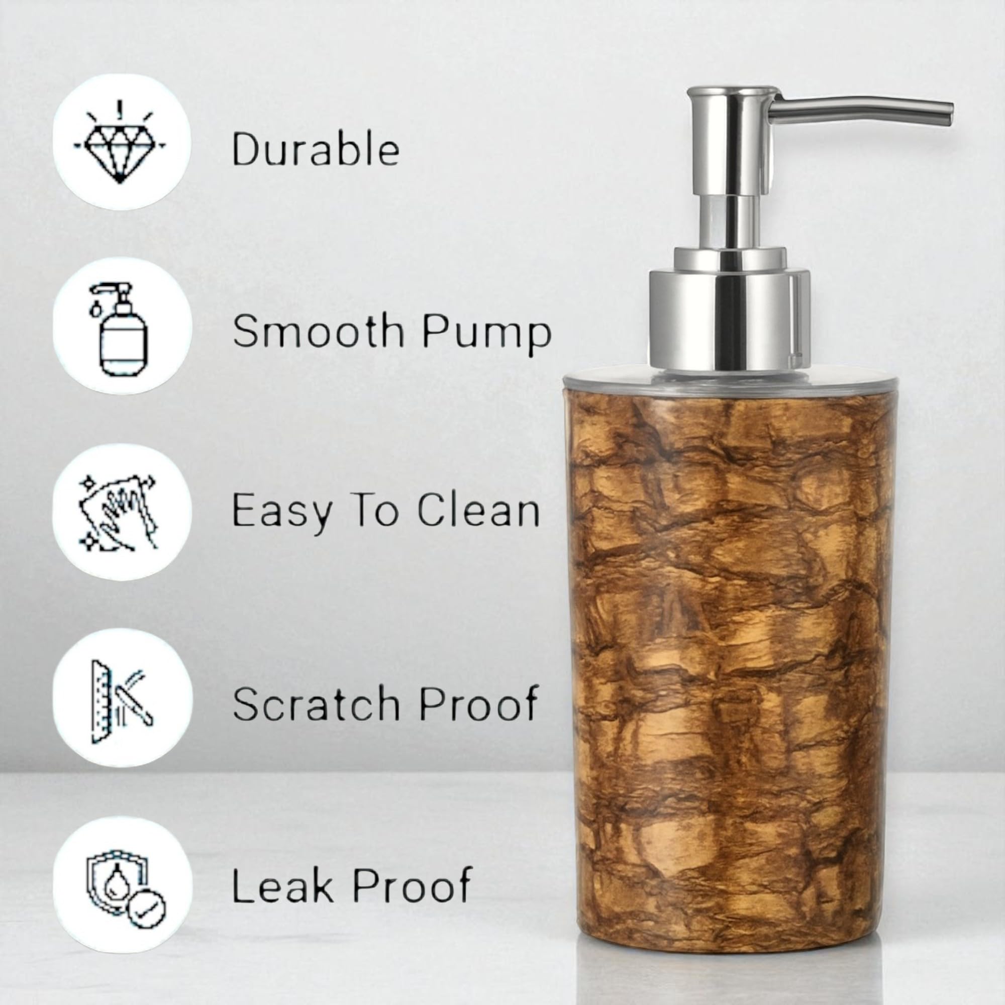Bigining™ Liquid Soap Dispenser|Sanitizer Dispenser, Lotion, Shampoo Dispenser | Handwash Bottle for Kitchen | Soap Dispenser for Wash Basin | 300 MLL ((Brown, Pack of 1) 1