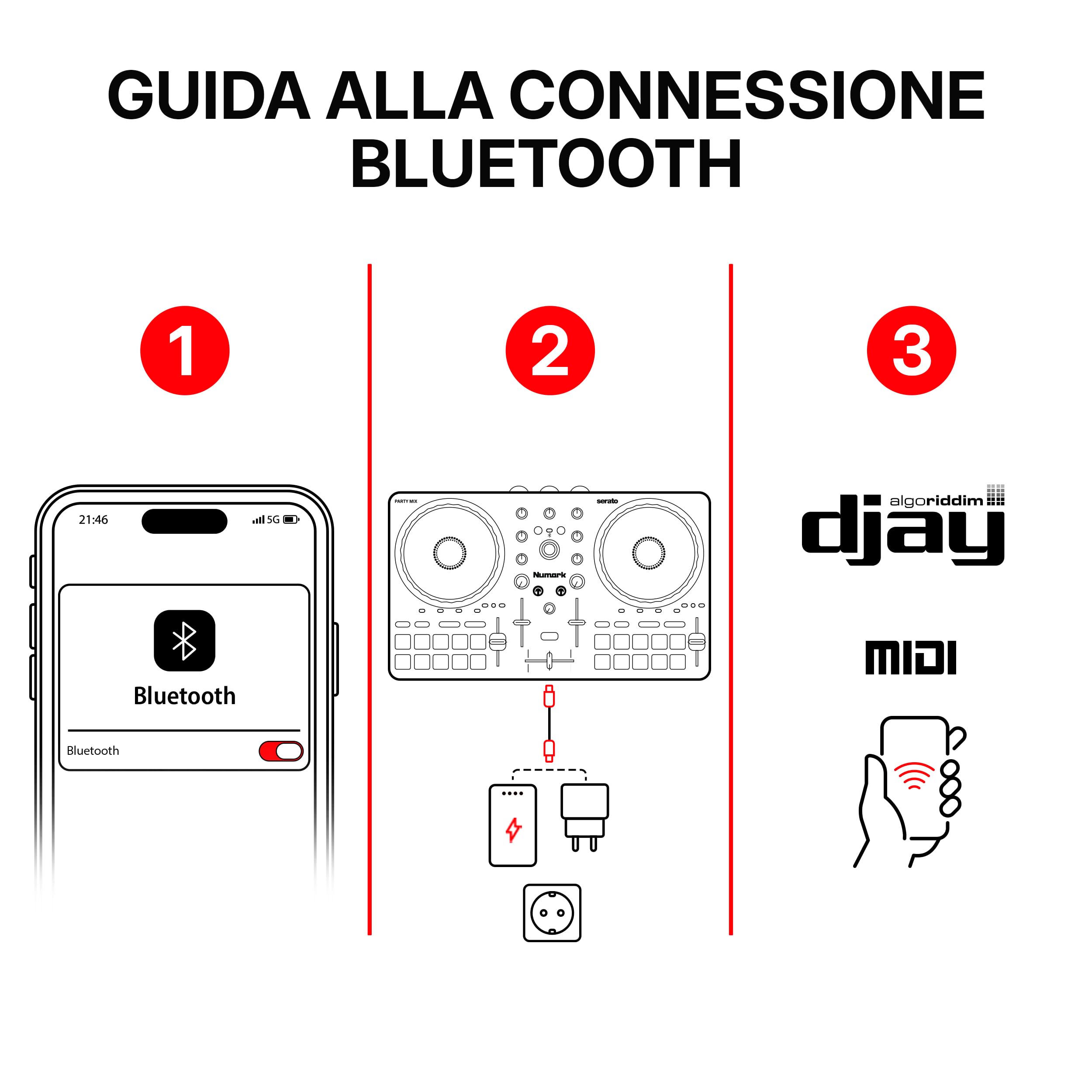 Numark Party Mix III Controller DJ Bluetooth con Luci Integrate | Beat Assist, Smart Fader, 16 pad, mixer DJ 2 deck, controllo Stems, USB-C, Serato DJ Lite e Algoriddim djay inclusi