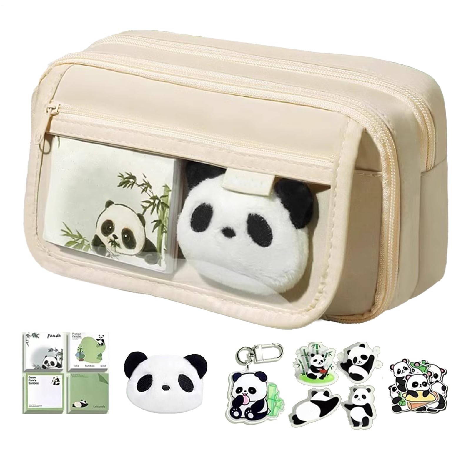 Jvjggag Cute Pencil Case Zipper Closure Panda Cute Stationery Pouch
