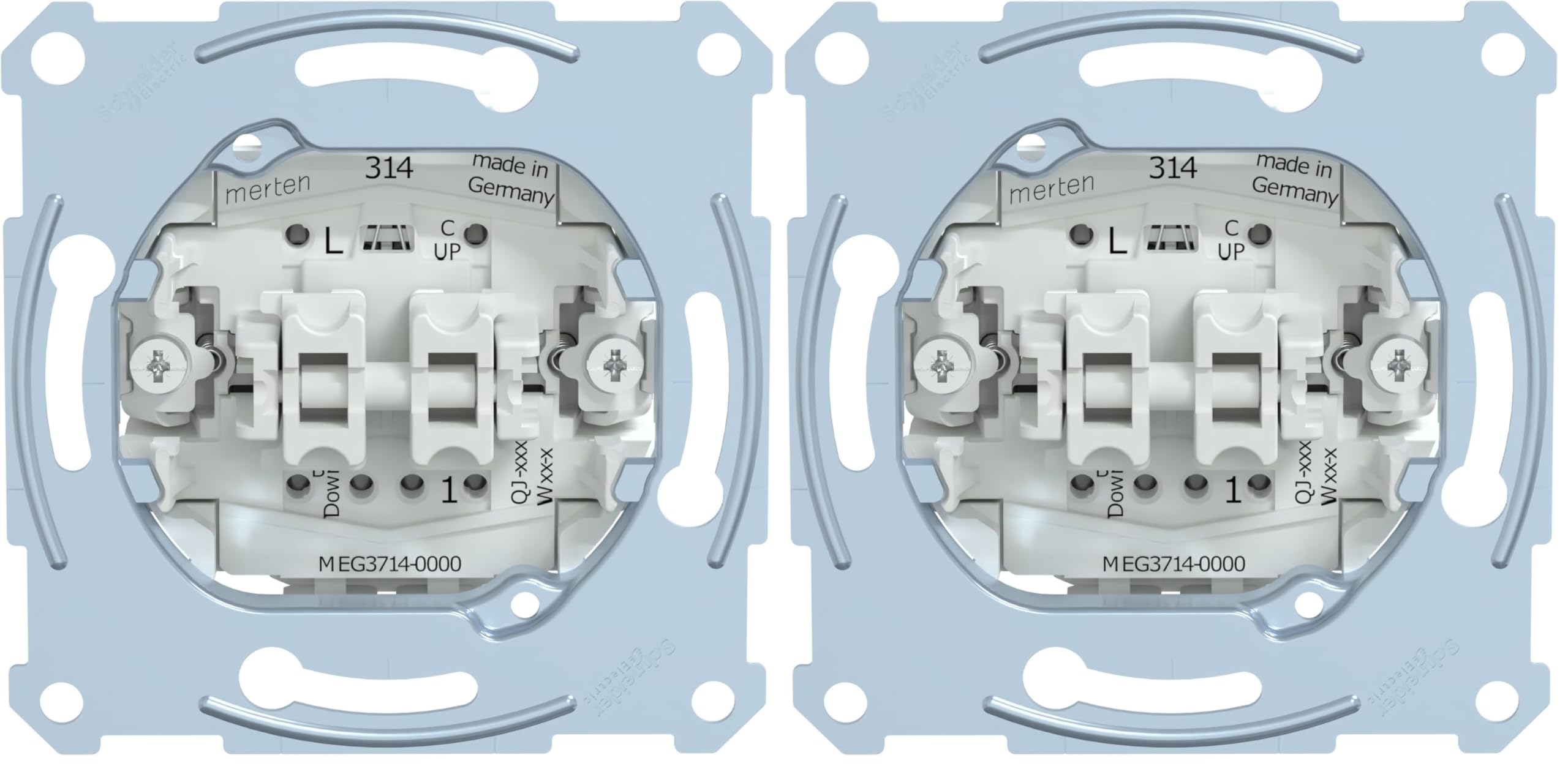 Schneider Electric Merten Rollladenschalter-Einsatz mit Zusatzkontakt, 1-polig, 10 AX, AC 250 V, Unterputz, Steckklemmen, Artikelnummer MEG3714-0000 (Packung mit 2)
