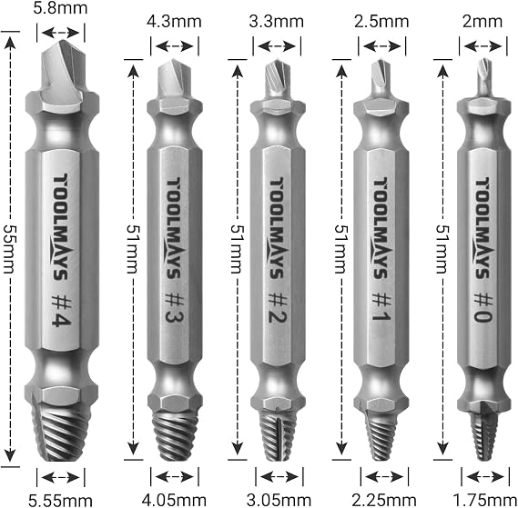 5PCS Damaged Screw Extractor Set