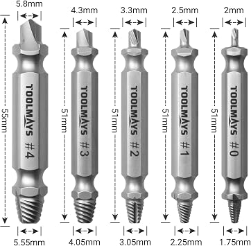5PCS Damaged Screw Extractor Set