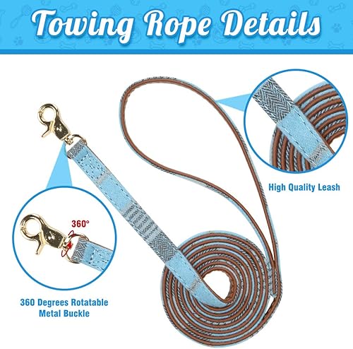 Miniatura 4 de BINGPET Juego de collar y correa para perro, lindo collar clásico ajustable a cuadros con campana, apto para perros pequeños, cachorros y gatos para