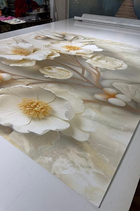 3D Duvar Kağıdı Kış Gülü - Ev Dekorasyonu Salon-Mutfak-Yatak Odası Duvar Paneli, 225 x 200