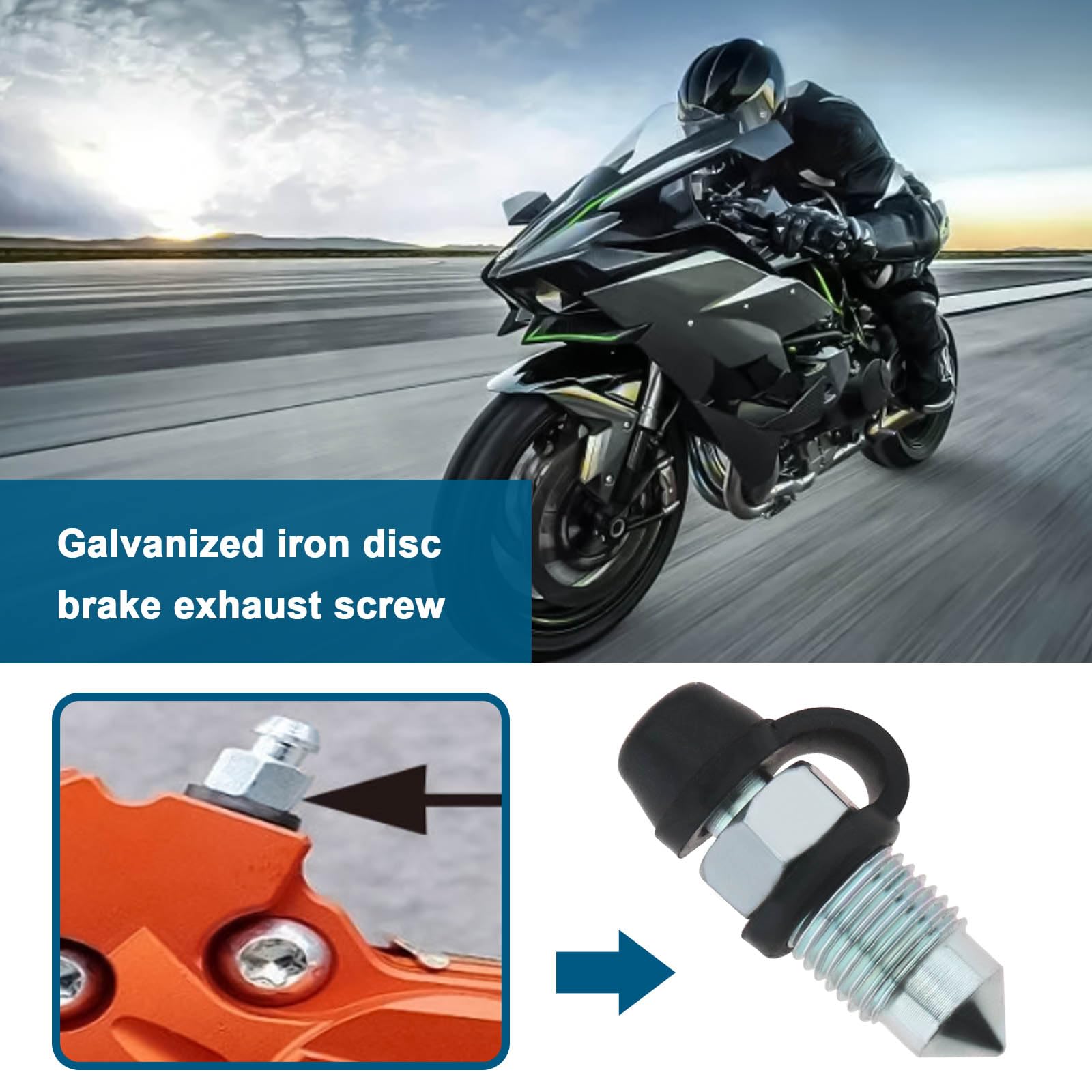 2 Sets M8x1.25mm Brake Caliper Bleed Screws With Dust Caps For Motorcycles Electric Vehicles Brake Bleeder Nipple Screws