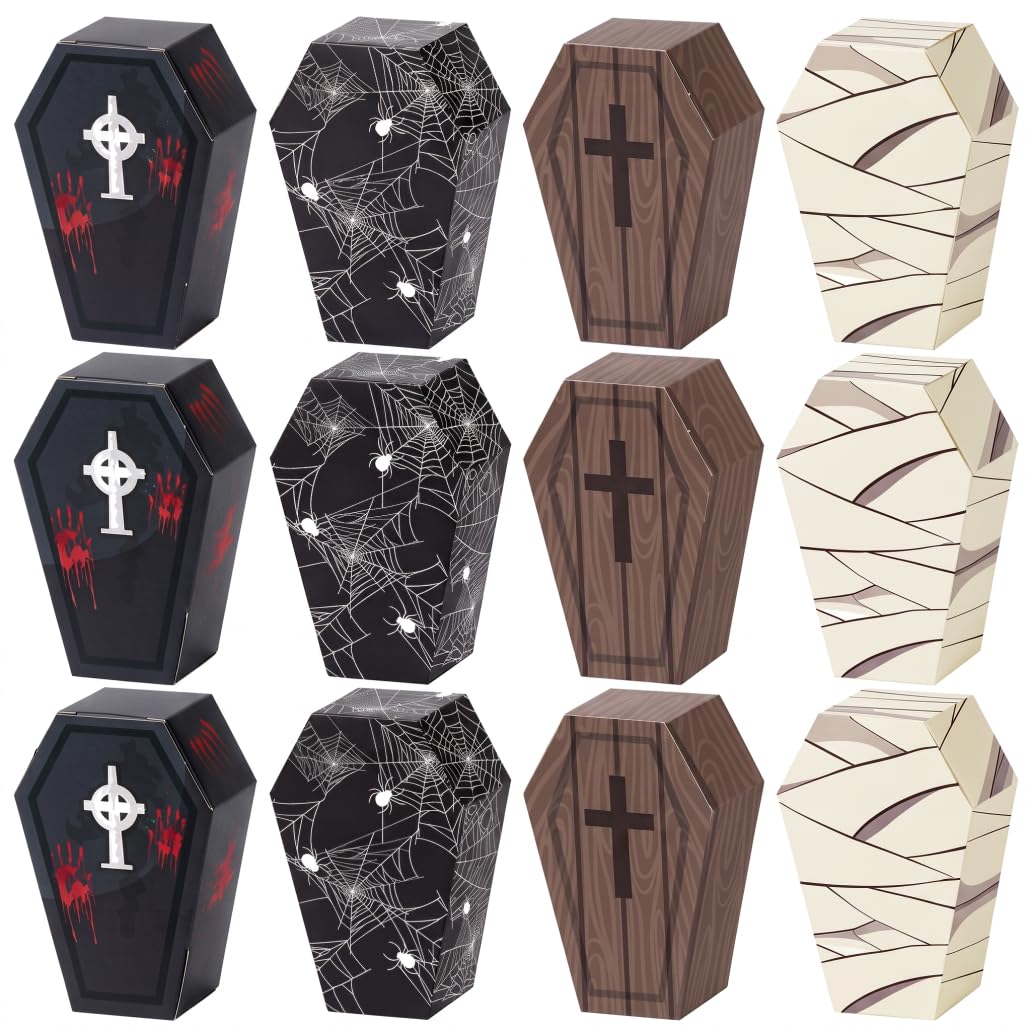 Imooreshine Mini Coffin Treat Boxes 12 Pack Fun Black