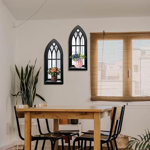 Miniatura 2 de Juego de 2 candelabros de pared de madera, candelabros rústicos de pared, decoración de pared colgante de granja, marco de madera tallada,