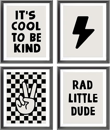 Cartel de mano retro negro a cuadros Preppy Lightning Peace para decoración de habitación de niños, adolescentes, decoración de dormitorio,