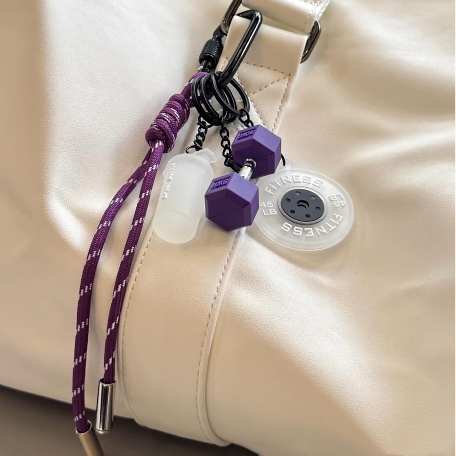 Dumbbell & Barbell Keychain, Cute Gym Accessories Gifts for Women Workout Accessories image 3