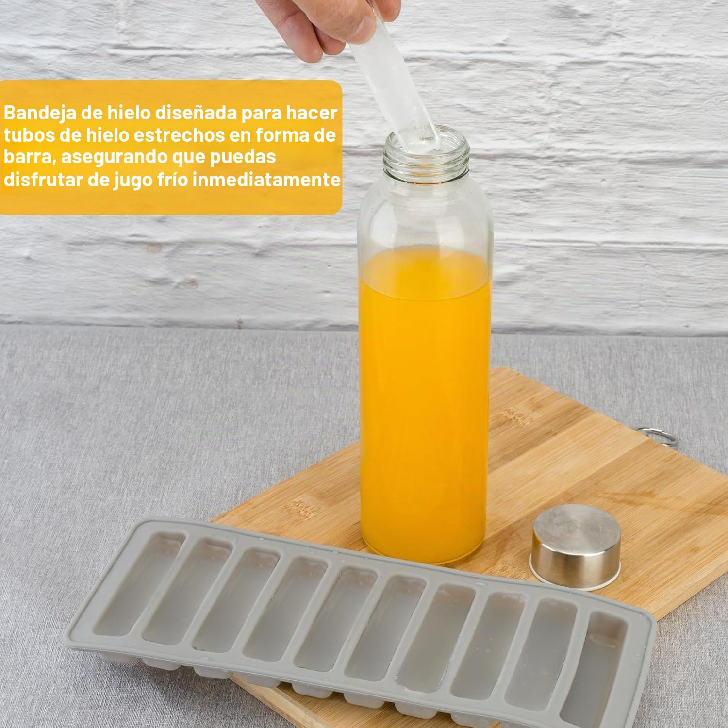 KAHEIGN 10 Piezas Botellas de Vidrio con Tapa Hermética de Acero Inoxidable, 540ml /18oz Jarra para Jugo a Prueba de Fugas Transparente Reutilizable con Limpieza Cepillo, Embudo, Hielo Palitos Bandeja