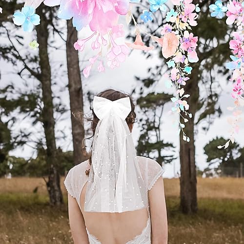 Miniatura 6 de Velo de lazo para el pelo de novia, lazo de pelo blanco perla, velo de boda, decoración de despedida de soltera, regalos de dama de honor, velo