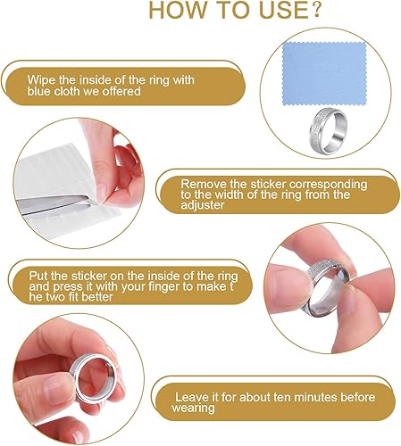 Miniatura 3 de Blulu Kit de ajuste de tamaño de anillo de 5 hojas, 85 piezas de tamaño invisible para anillos sueltos, protectores invisibles para hombres y