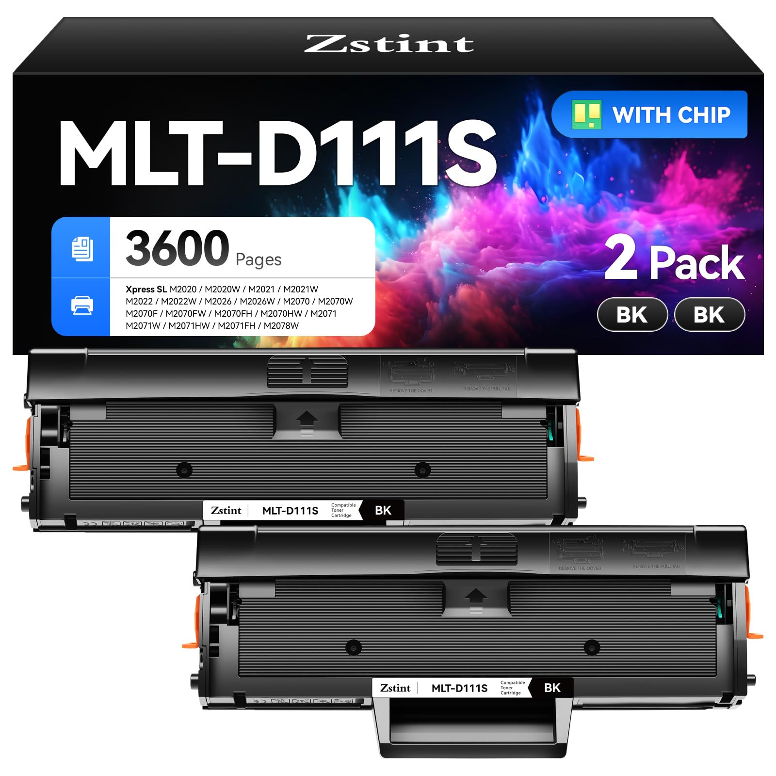 MLT-D111S Toner Cartridge High Yield Black 2-Pack Replacement for Samsung MLT-D111S 111S MLT111S D111S for Samsung Xpress M2020W M2070FW M2070W M2020